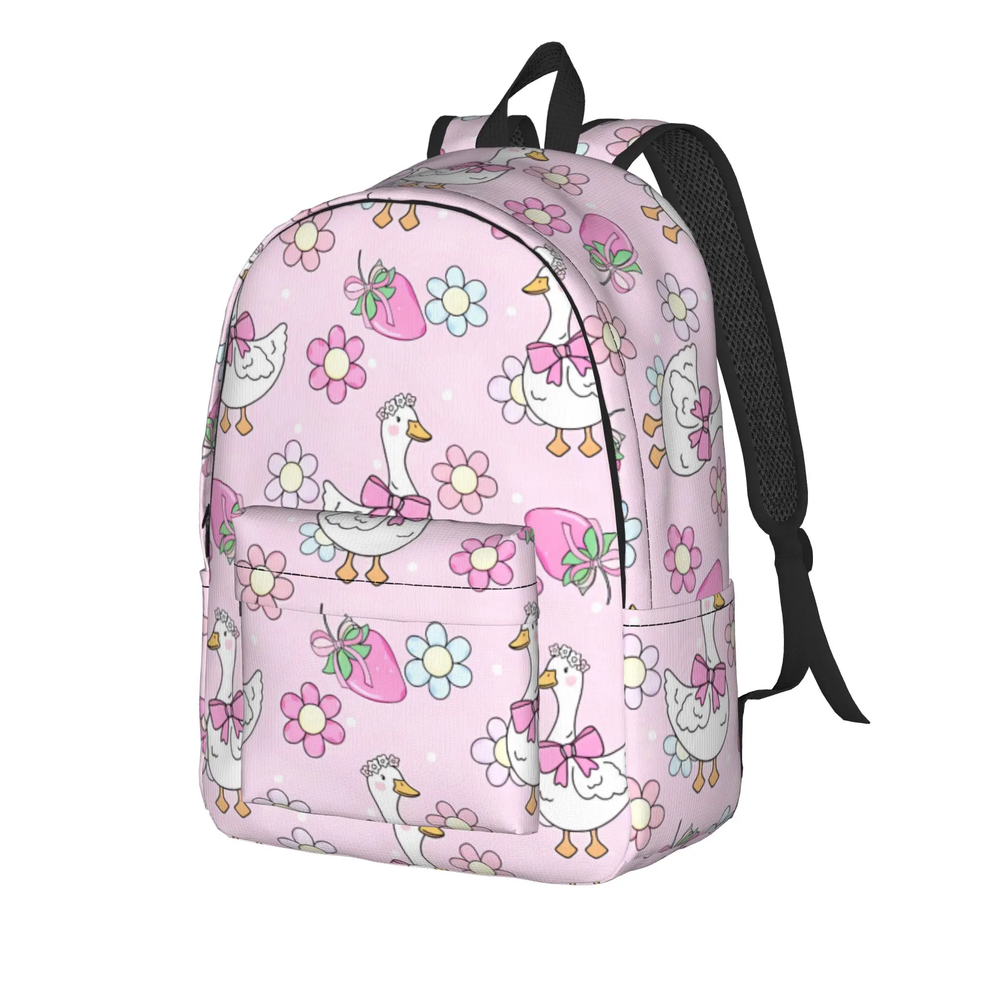 Cute Spring Cottagecore Goose Backpack Boy Girl  Lightweight Backpacks Polyester Style High School Bags College Rucksack