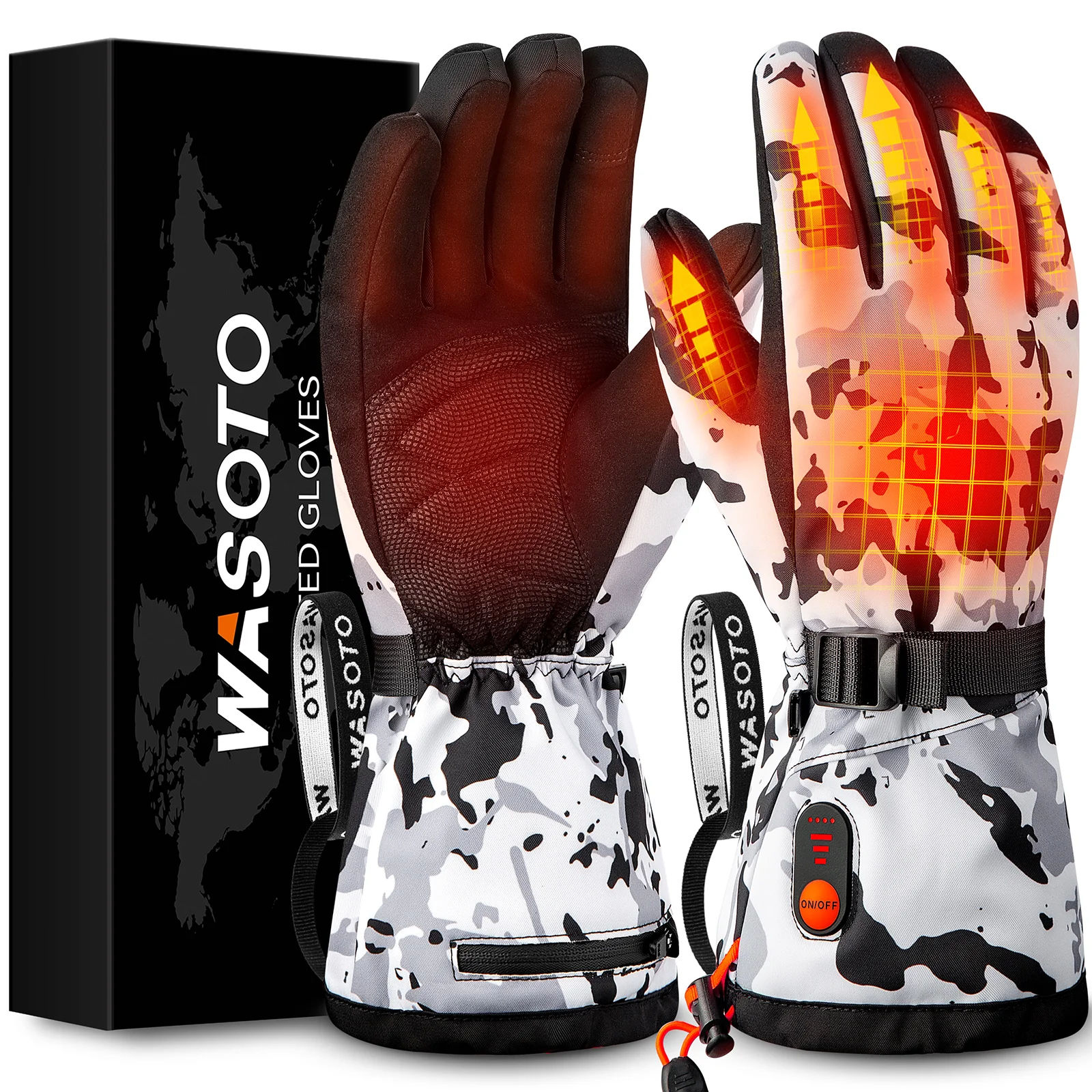 Rechargeable 7.4V 6000mah Battery Electric Heated Gloves Waterproof Winter Gloves for Skiing Hiking Cycling Hunting