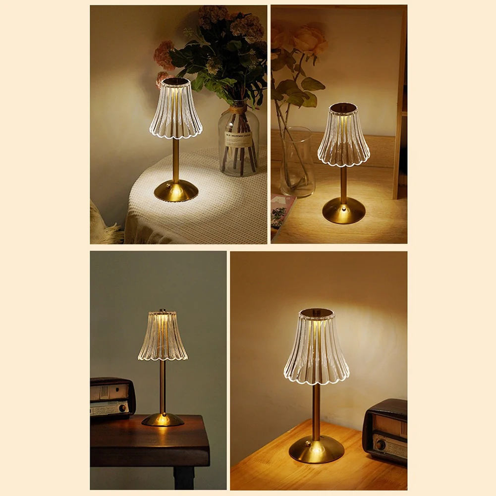 

Crystal Table Lamp Rechargeable 2000mAh Battery Operated Small Nightstand Lamp Touch Desk Light for Bedroom Read Office Home Bar
