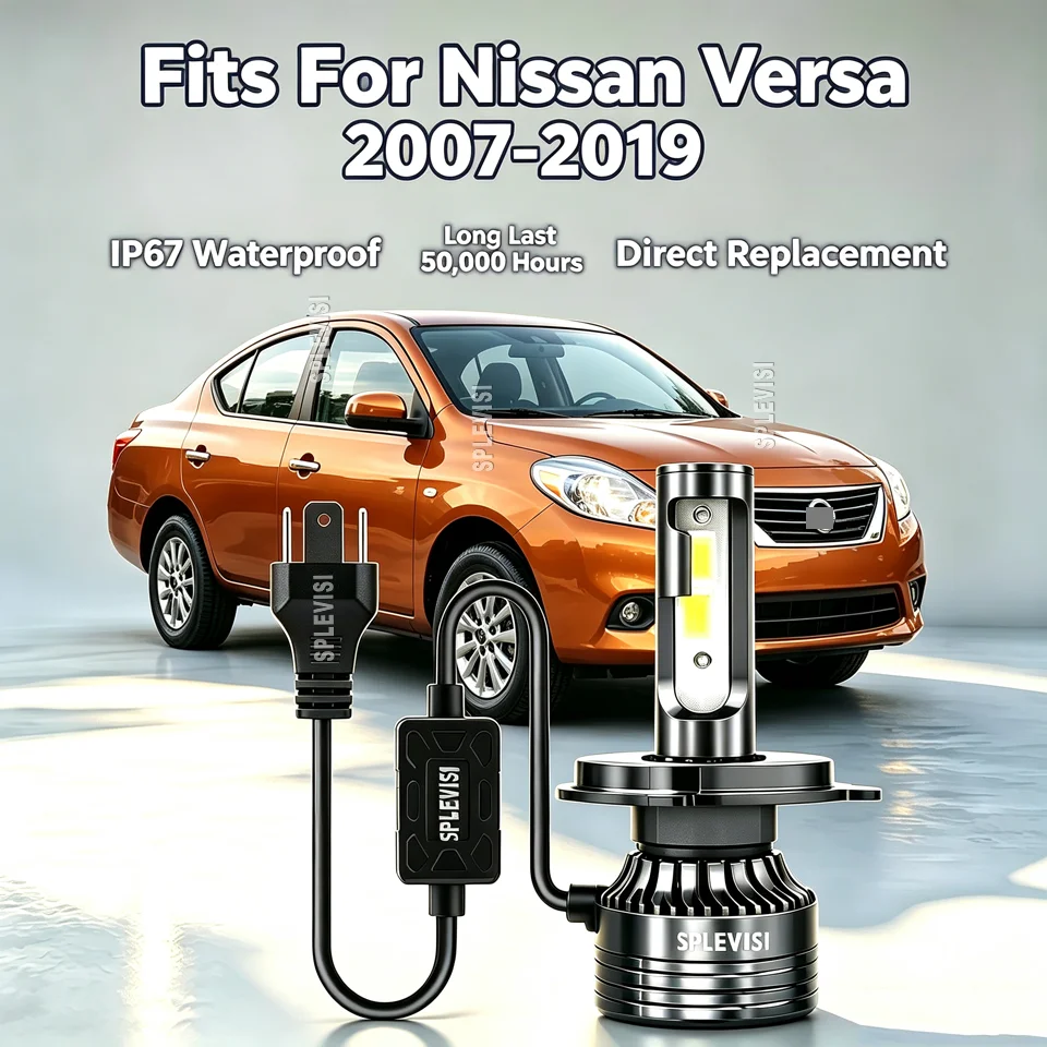 12V H4 9003 Hi/Low Beam LED 200W 6000K Headlights - 98% Vehicle Compatibility & Error-Free Operation For Nissan Versa  2009-2019