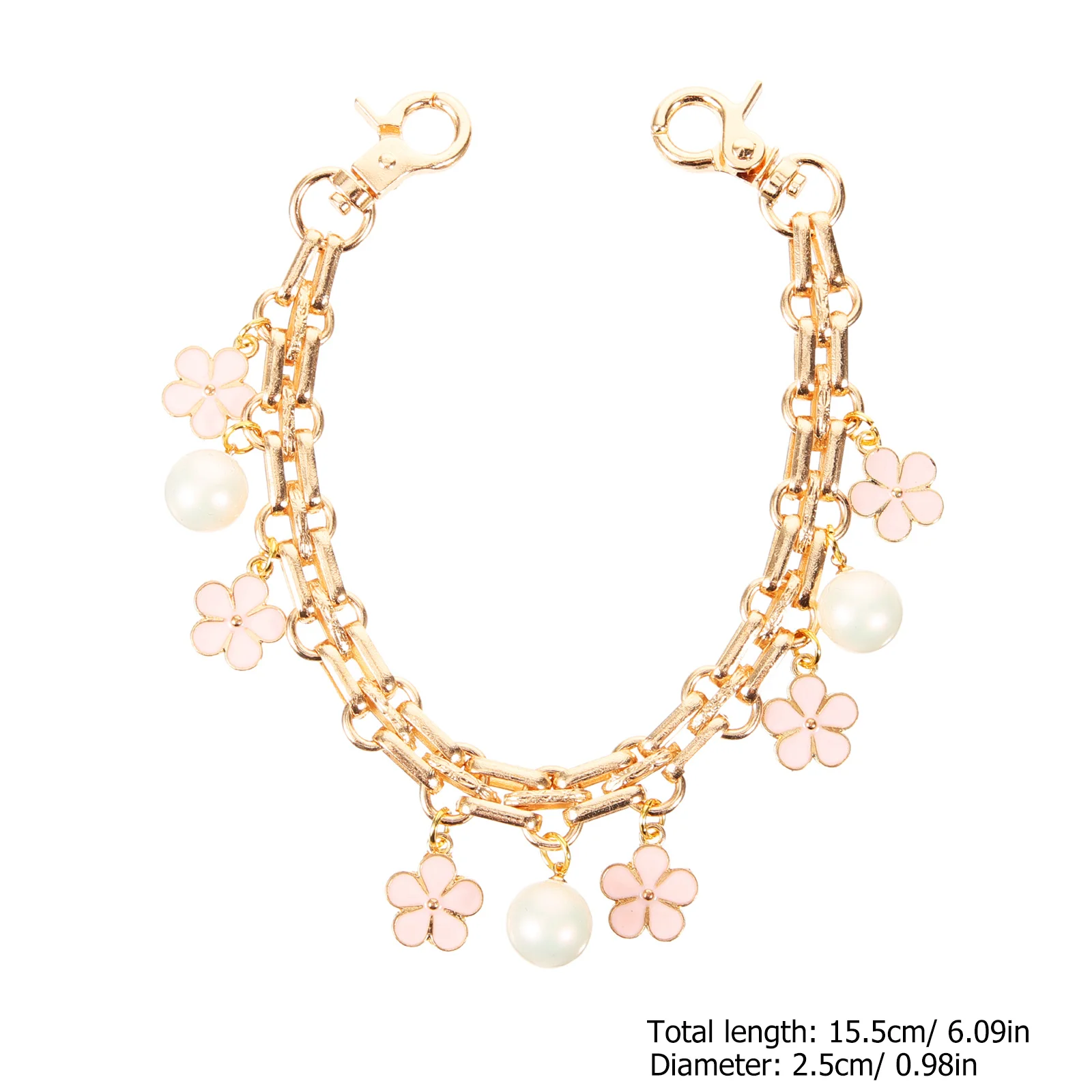 قلادة حقيبة قلادة اللؤلؤ محفظة سلسلة حزام زهرة مطرز تمديد المحفظة مجموعة معدنية DIY مخلب حقيبة كتف حزام الزخرفية #6