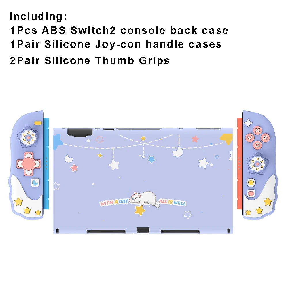 Nighty-Night Meow Protective Shell compatible with Switch 2 - ABS NS2 Console Back Cover and Silicone Joy-con Handle Case - view 6
