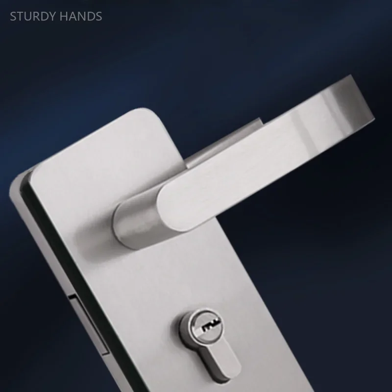 1 set of stainless steel glass door handle lock office partition frameless sliding door with handle lock including key