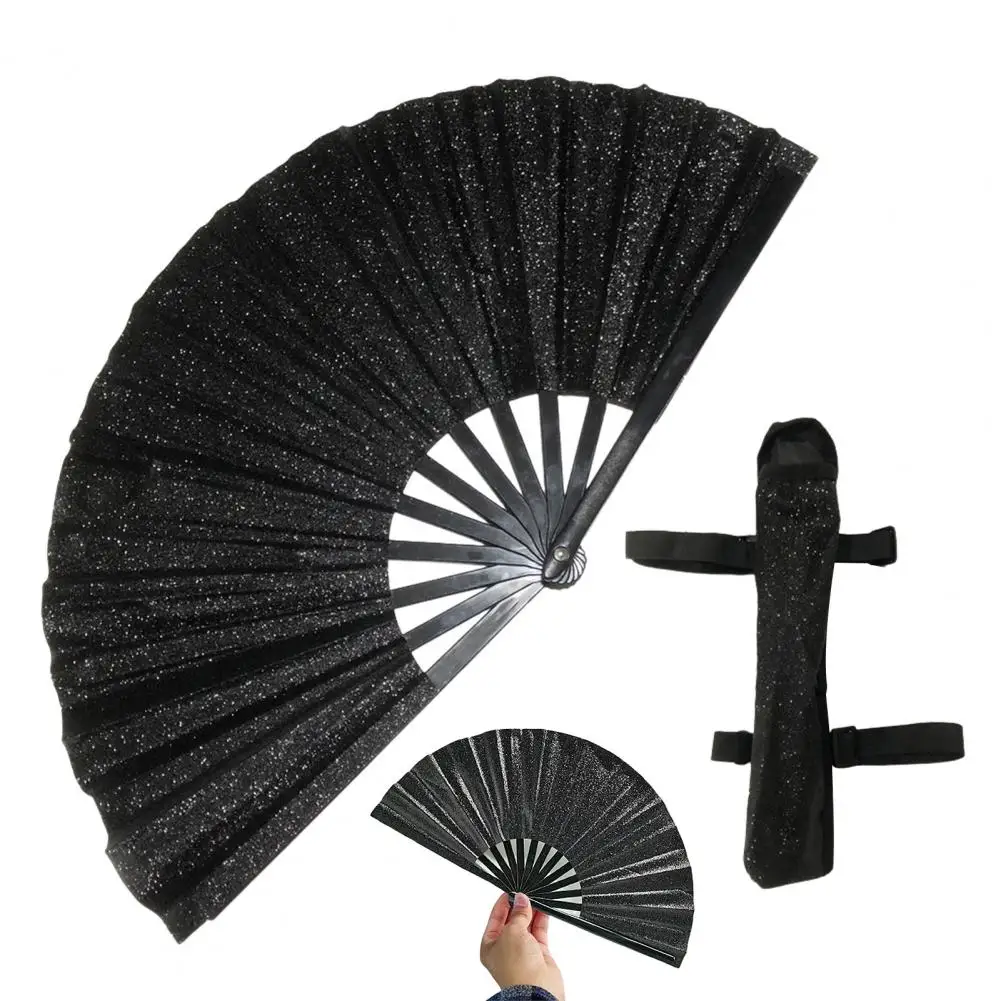 Rave Folding Hand Fan Glitter Holographic Handheld Fan Rave Party Dancing Clap Fan for Festival Club Performance