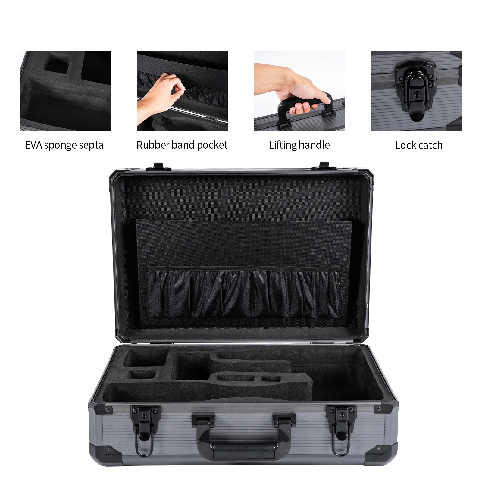 Grey Aluminum Lockable Hard Carrying Shockproof Tool Case With Foam For Car PPF Vinyl Wrap Window Tint Installation Tools