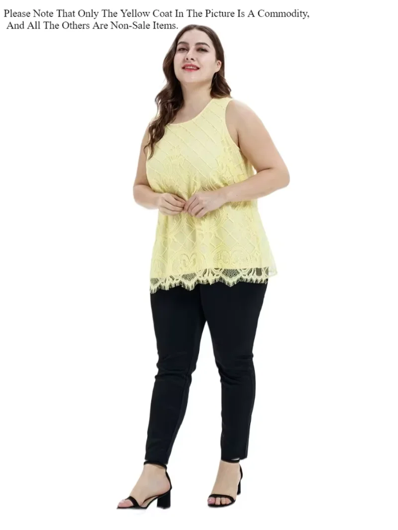 Plus Size Women\'s Lace Vest Loose and Casual Knitted Top for Plump Sisters