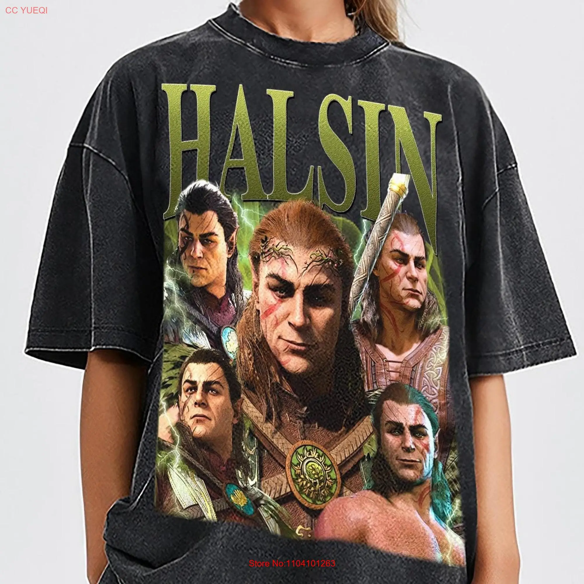 Halsin Vintage T Shirt For Women and Man Bootleg Retro 90's Fans Washed long or short sleeves