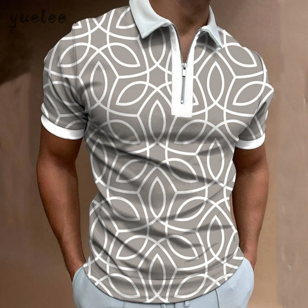 3D Printed Summer Men's Short-Sleeved Zipper Polo Shirt Men 100% Polyester Quick-Dry Polo Shirt Sports Polo Shirt Men's Clothing