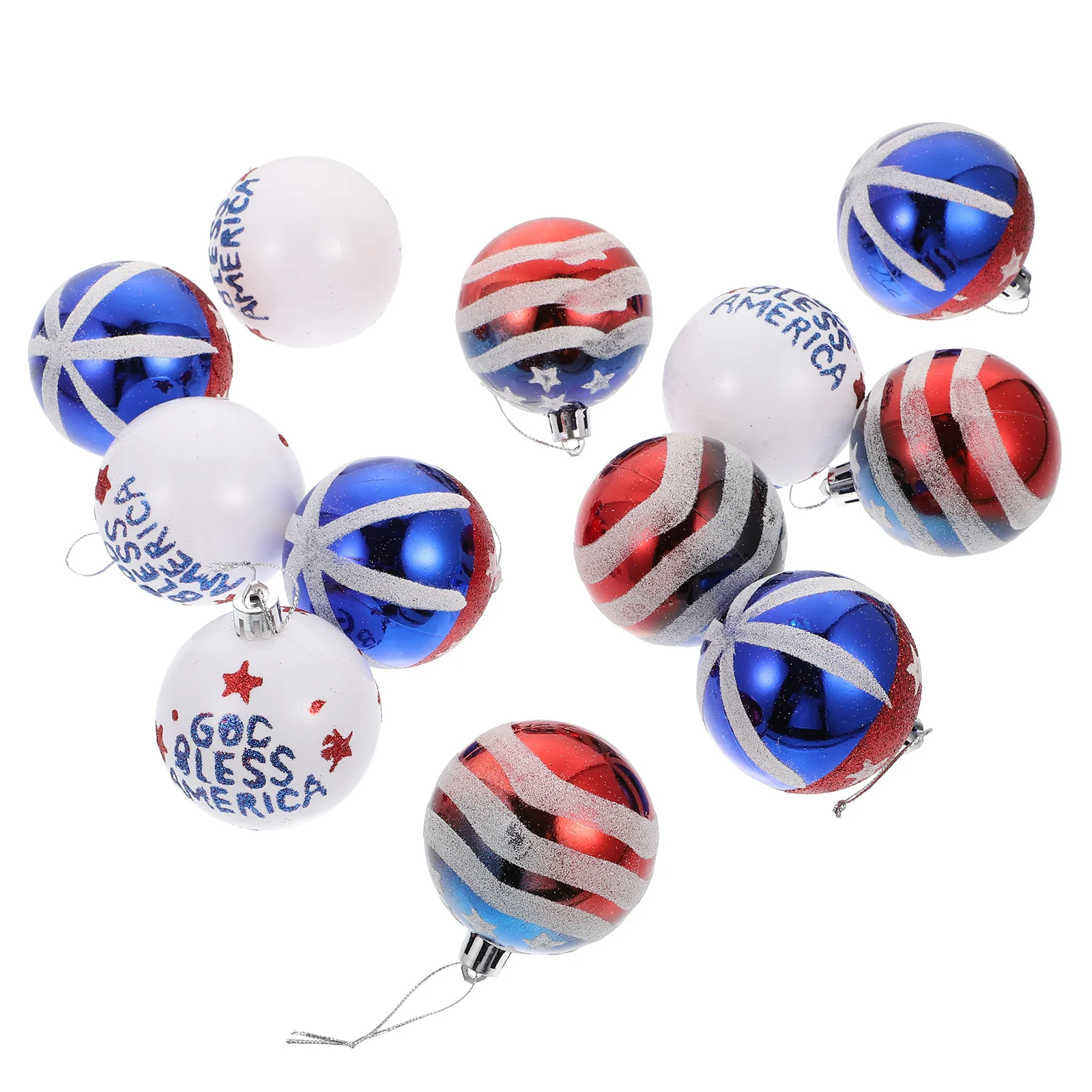 

12Pcs Independence Day Hanging Balls Red White Design Tree Decorations Festival Party Hanging Pendants Decoration
