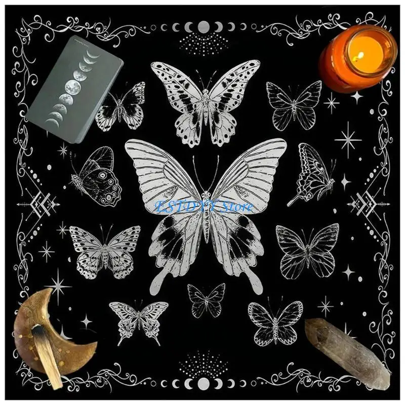 

G6DE Butterfly Astrologys Altars Cloth Tarots Tablecloth Divinations Tablecloth