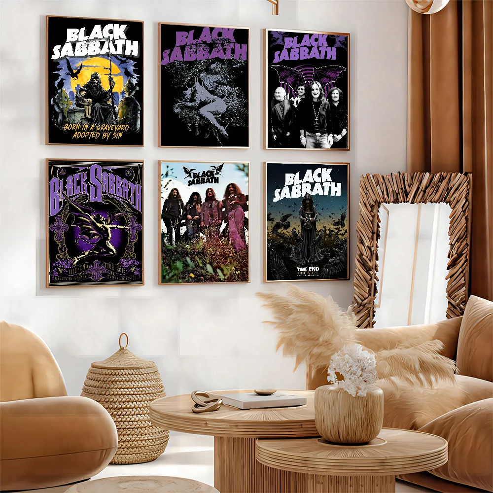 B-Black S-Sabbath Band Movie Sticky Posters Vintage Room Bar Cafe Decor Nordic Home Decor