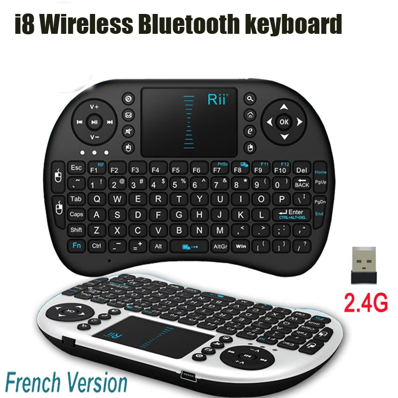 I8 Drahtlose Bluetooth Tastatur Mini Tastatur 2,4G Englisch Lithium-Hintergrundbeleuchtung Air Mouse Remote Touchpad Für Smart TV Box PC IPad