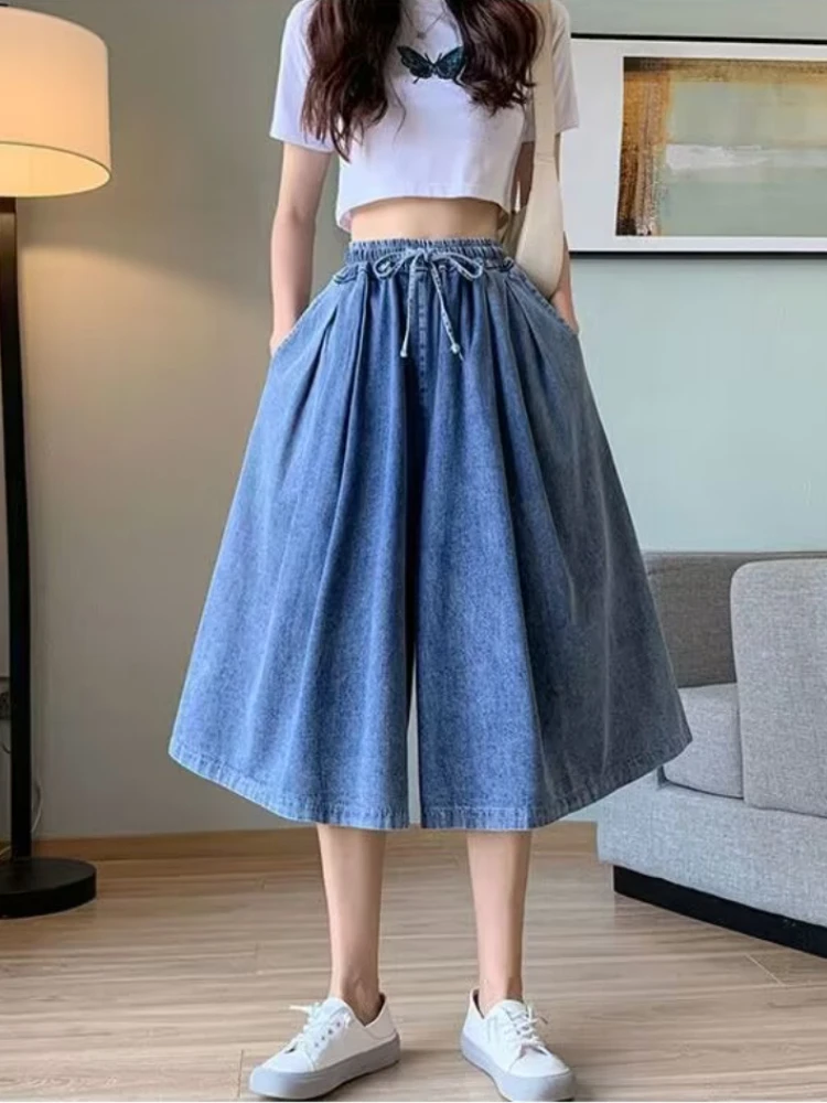 

Denim Shorts Capris Women 2023 New Summer Korean Fashion High Waist Short Skirt Pants Jeans Female Clothing LOOSE Sweatpants
