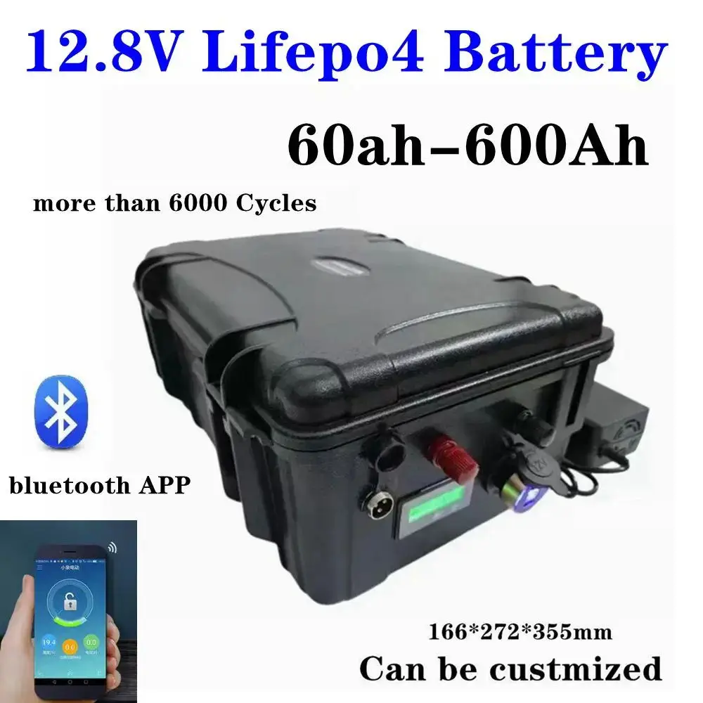 

waterproof 12V 200Ah 100AH 150AH 300Ah 4000AH Lifepo4 lithium bluetooth BMS APP for inverter Power Supply Tricycle + Charger