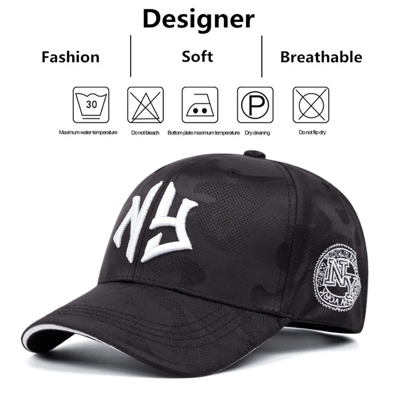 Fashion NY Camouflage Embroidered Cap Men Women Adjustable Hip Hop Baseball Cap Unisex Adult Outdoor Sun Hat Snapback Hat