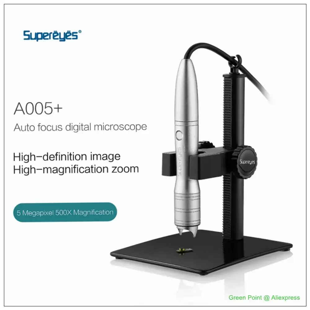 

A005+ USB Automatic Focusing Digital Microscope Adjustable Stand 5MP 500X For Precision Component Inspection Cell Phone Repair