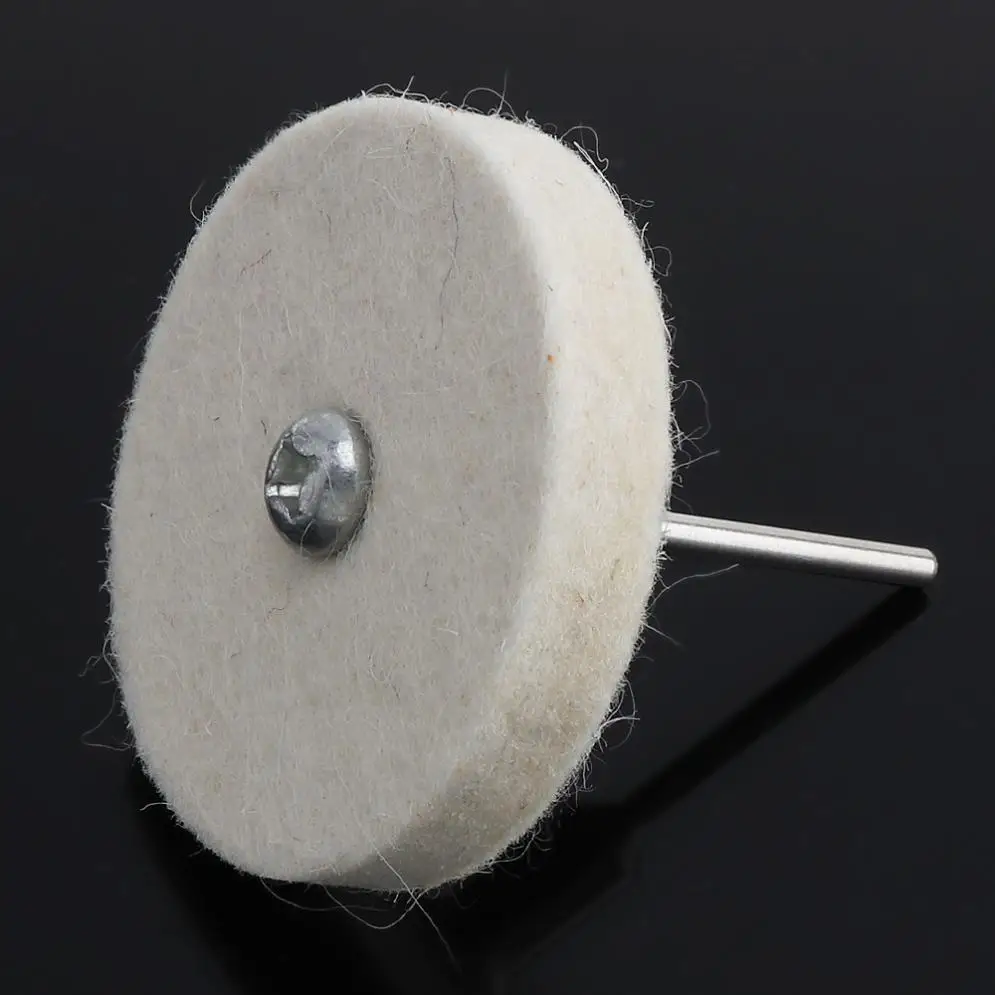 2 Inch T-shaped White Wool Polishing Wheel Mirror Polishing Buffer Cotton Pad 3mm Shank for Surface Polishing Grinding