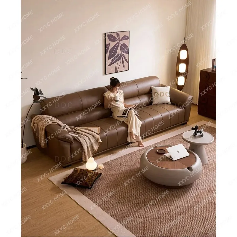 XX Minimalist All-leather Sofa New Living Room Piano Keys First Layer Cowhide Sofa