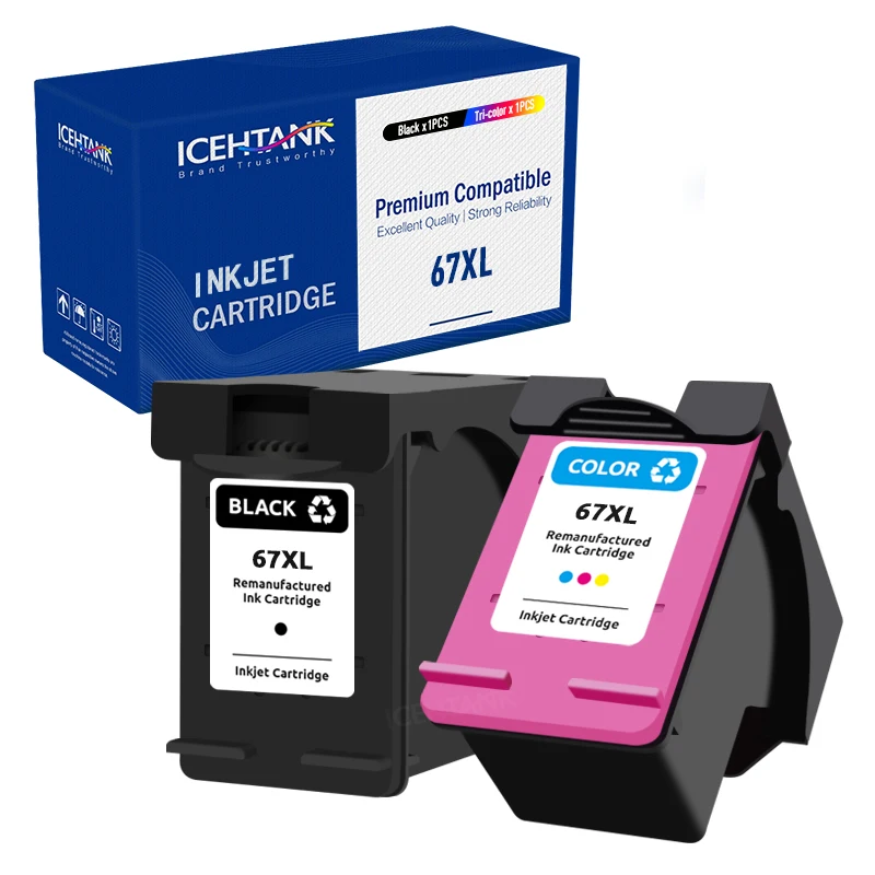 Icehtank For HP 67XL Ink Cartridges For HP Deskjet 2700 Ink Cartridge For HP Envy Series 4200 6020 6030 6400 6430 Printers