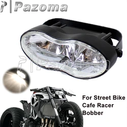 For Harley Sportster XL883 1200 Cruiser Chopper Bobber Cafe Racer Custom Motorcycle Dual Headlight Oval Wave Twin Front Headlamp