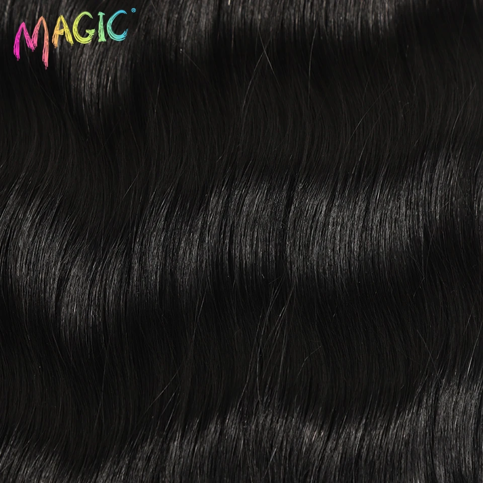 Capelli sintetici magici 6 pezzi 20 pollici fasci di capelli onda naturale estensioni di colore nero fili resistenti al calore di trecce di capelli