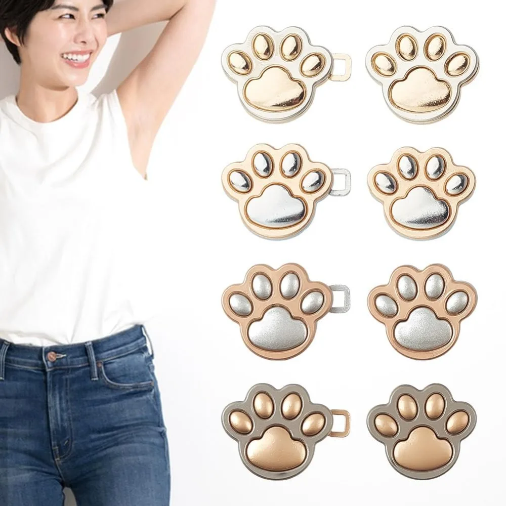 

16 Pcs 4 Colors Cat Paw Adjustable Buttons for Jeans Alloy Pants Pins Decorative Waist Buckles Tighten Waist Instant Button Pins