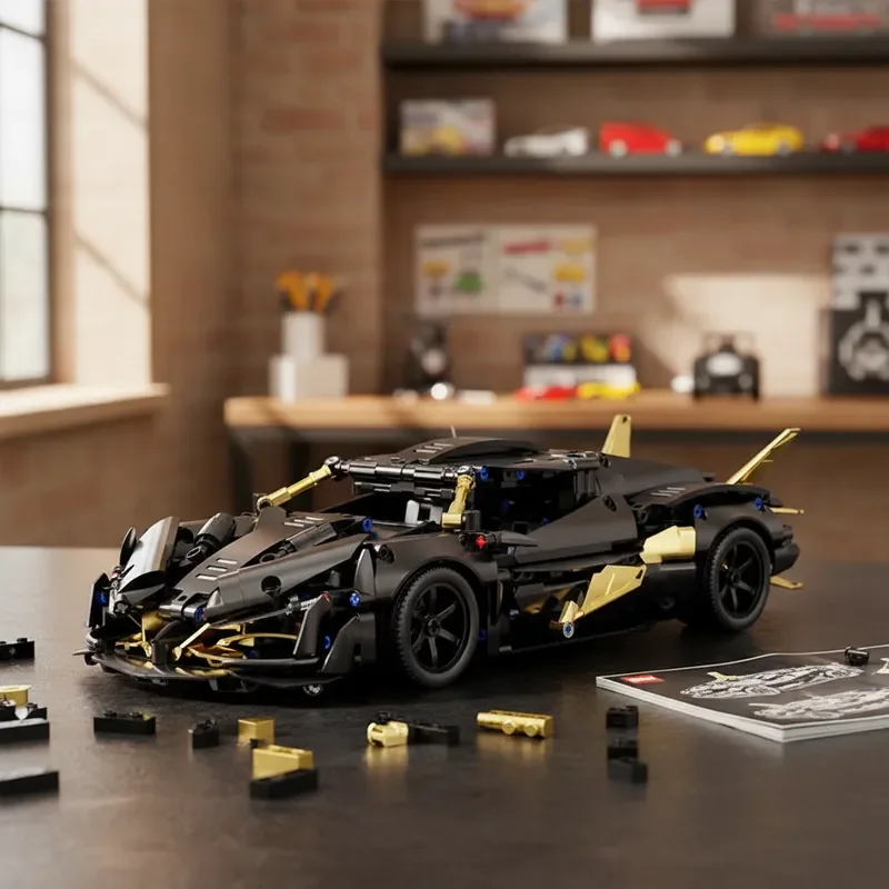 Modelo de Coche de Carreras Apollo Negro, Bloques de Construcción Técnicos, Coche Superdeportivo DIY para Adultos, Rompecabezas Creativo de Ladrillos, Juguete de Regalo de Cumpleaños, 1000 Piezas