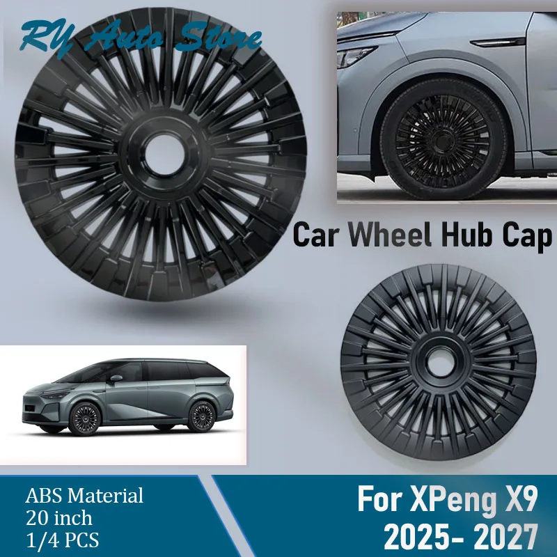 1/4PCS Car Wheel Hub Caps For XPeng X9 H93 2025-2027 20inch Gloosy/Matt Black Decorative Wheel Tire Modification Cover Auto Part