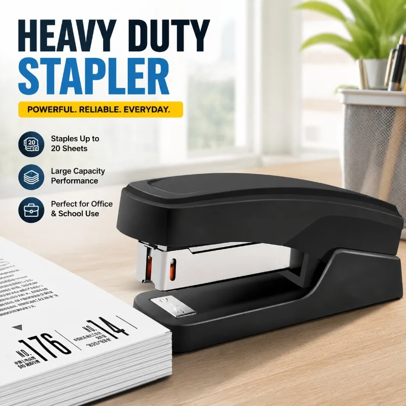 Minimalist Large Stapler Labor-saving Binding Tool Supports 20-sheet Paper Fastening Student Classroom Stationery Practical