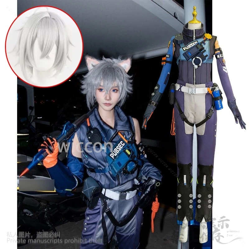 Anime Game Zenless Zone Zero Seth Lowell Cosplay Costume Criminal Investigation Team Uniform Wig Tail Man Carnival Party Suit