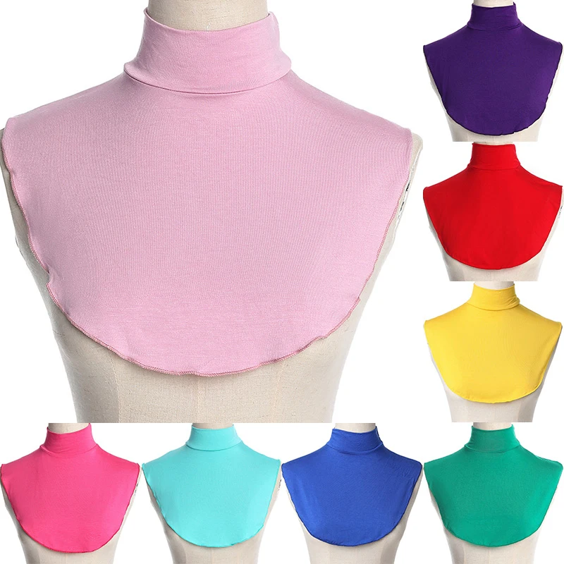 Womens High Neck Cover Modal Half Collar Fashion Solid Color Turtleneck Simple Dickey Fake False Collars Detachable Neck Collar