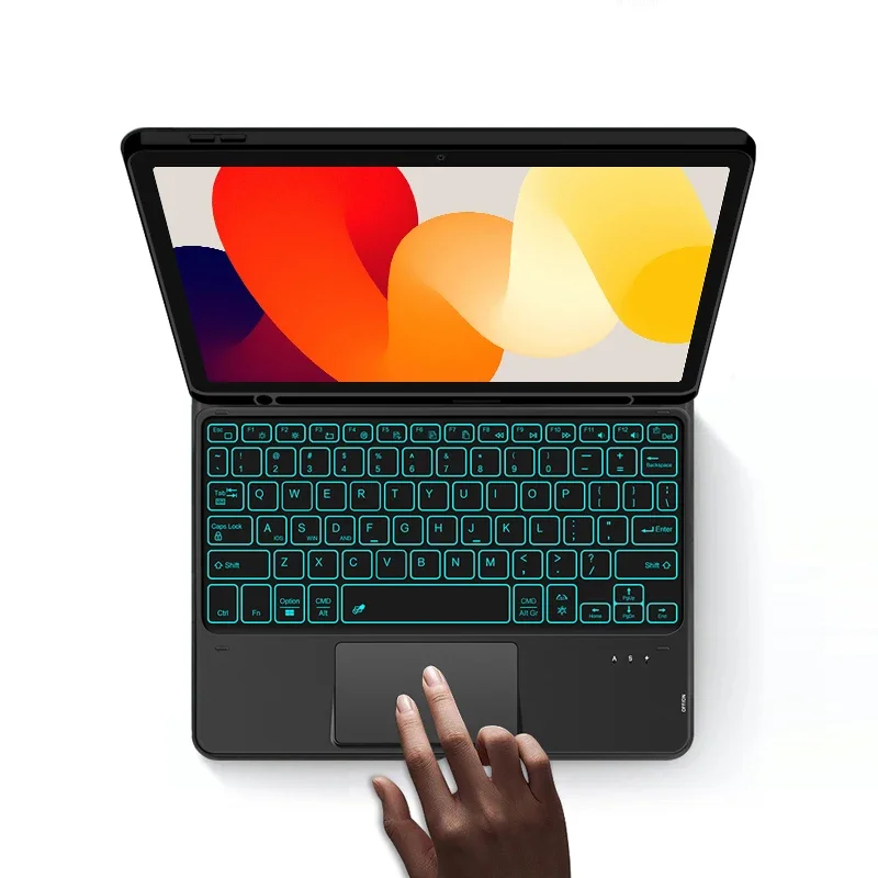 حافظة لوحة المفاتيح لهاتف Xiaomi Redmi Pad SE 11 بوصة Funda Redmi Red Mi Pad SE 2023 حافظة ذكية بإضاءة خلفية لوحة اللمس غطاء لوحة المفاتيح اللوحي