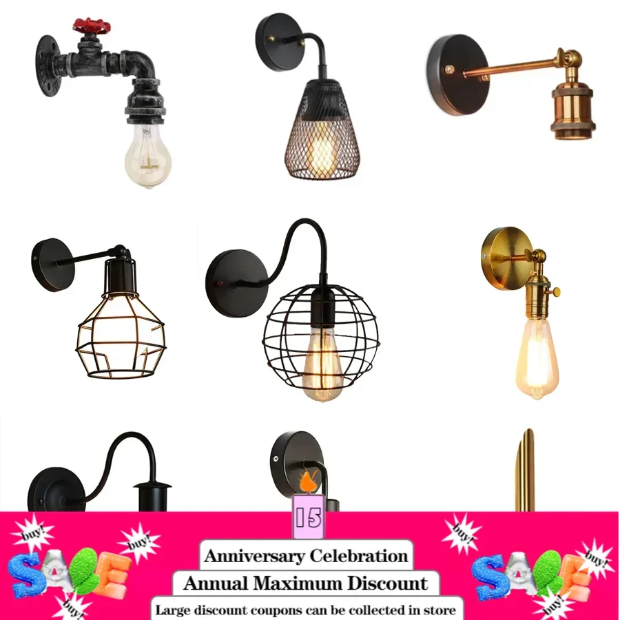 

Vintage Wall Light Industry Iron E27 Wall Lamp Retro Creative Wall Sconce For Cafe Bar BedRoom Lighting Vintage Home Decor Lamp