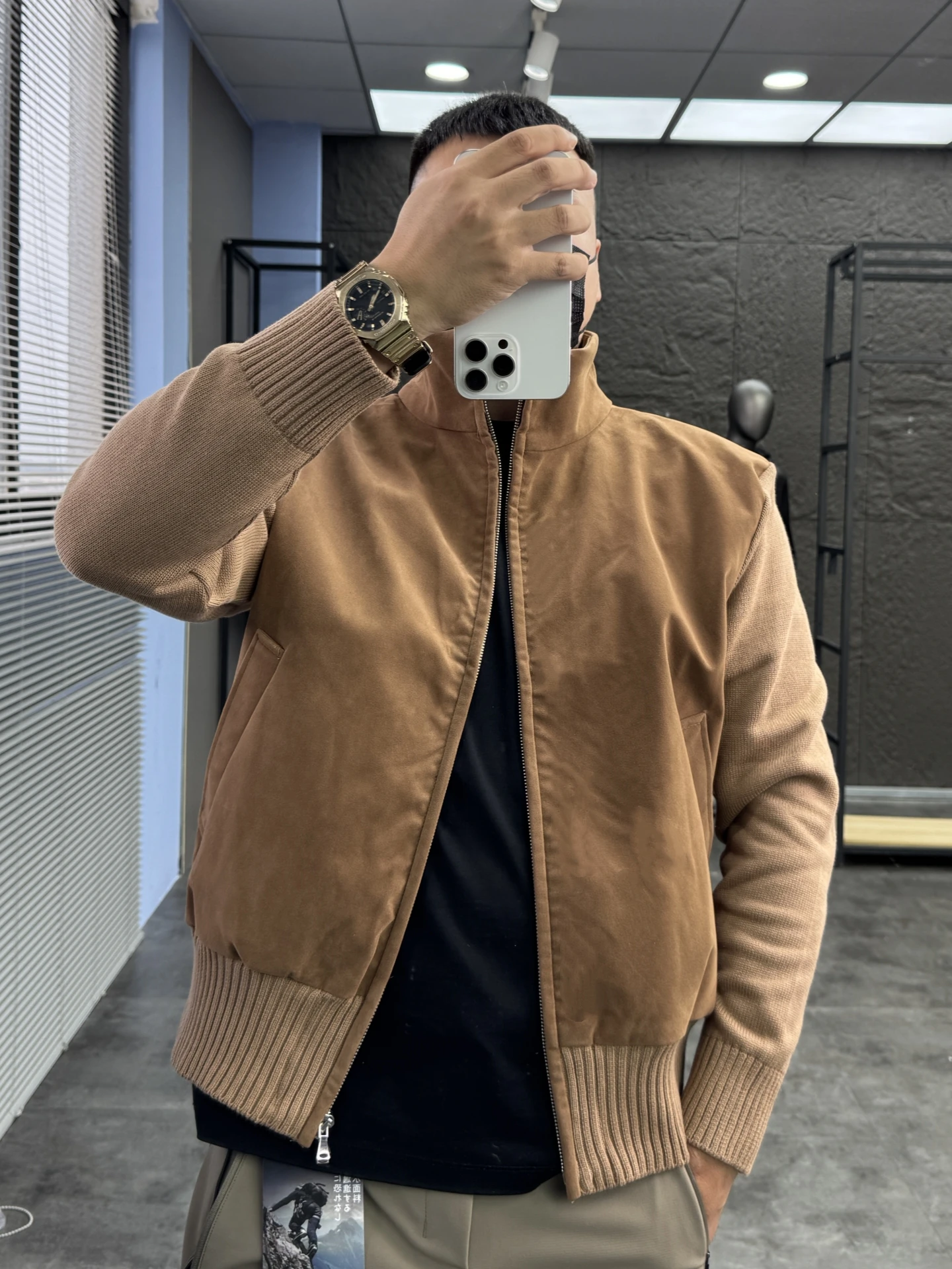 

Svip Imported Suede Jaet Knitted Casual Stand Collar Men's Autumn High End Leisure Coat Pampa& Stand Fit Long Sve ...