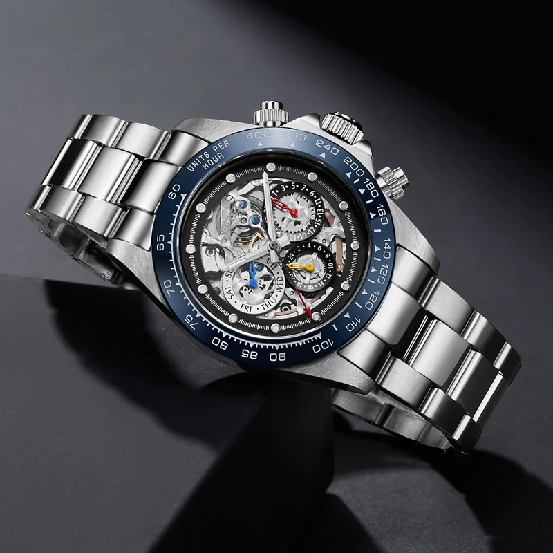 Men's Watches LOREO Top Brand Automatic Mechanical Watch For Men Sport Stainless Steel Luminous Waterproof 200m Relogios New