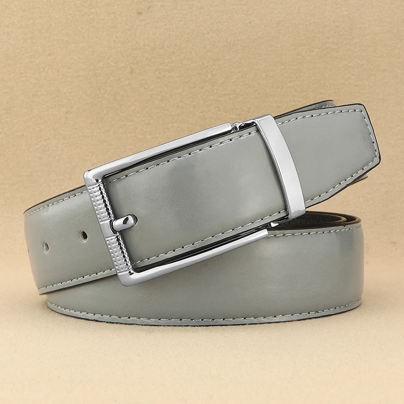 

Light leather men belt famous brand pin buckle designer fashion genuine leather luxury strap casual young cowboy Waistband B856