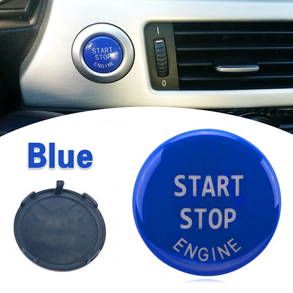 Stylish Engine Start Button Cover Trim for BMW Blue Glossy Finish Perfect Replacement for E90 E92 E60 For X1 X3 X5