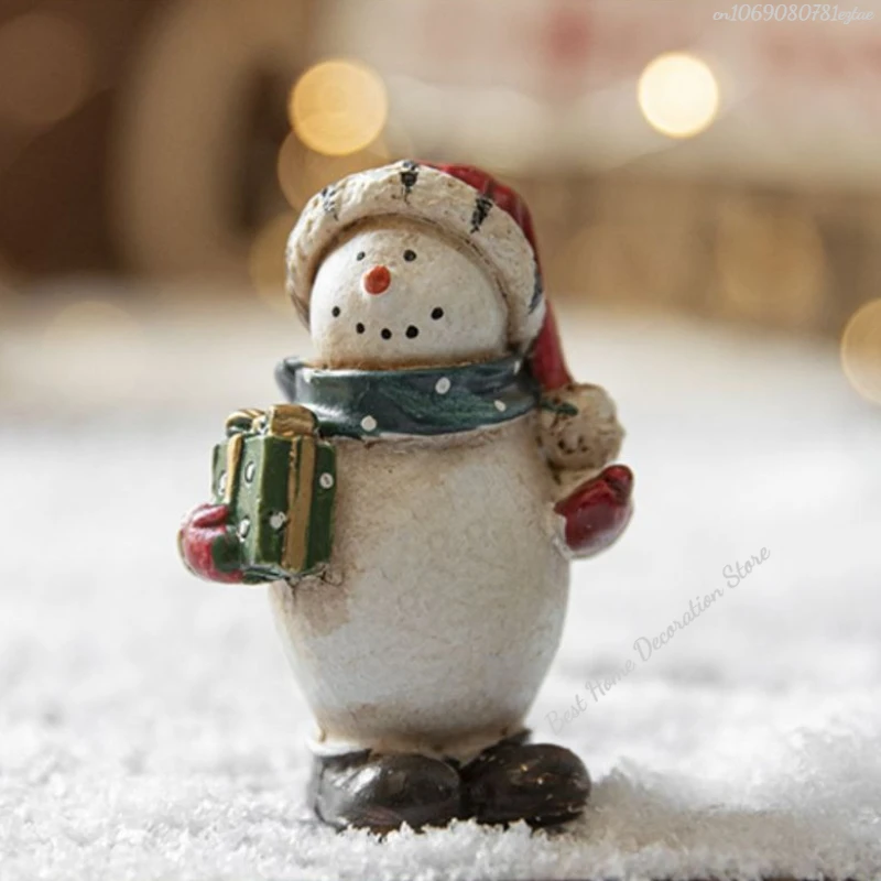 Resin Christmas Snowman Ornament Painted Creative Desktop Ornament Figure Statue Mini Snowman Xmas Decoration - Image 6