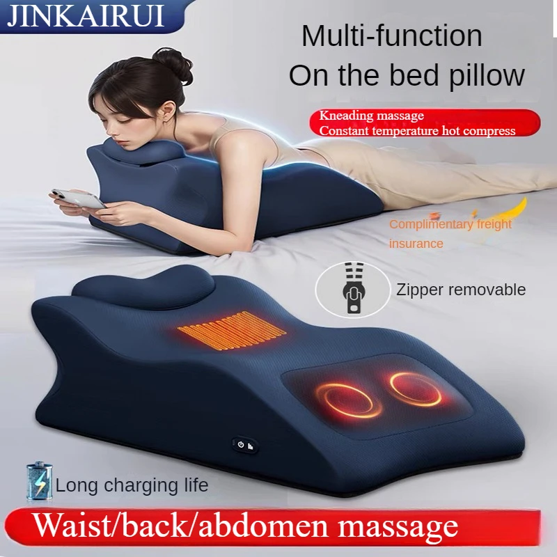 Travesseiro de cama multifuncional para amassar pescoço cervical ombros cintura e abdômen luz infravermelha aquecimento travesseiro de massagem para dormir