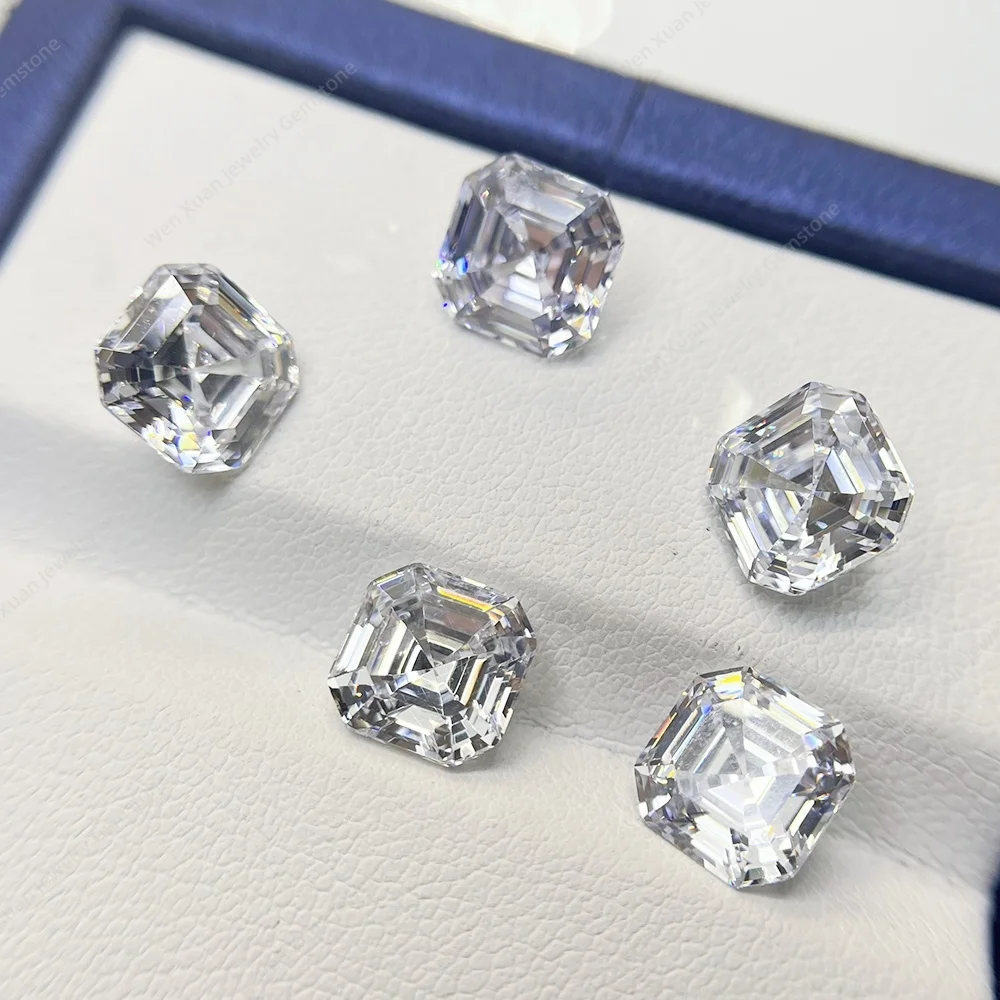 Multicolor 5A Asscher Cut Loose Cubic Zirconia Stone  Size 3x3~12x12mm Square Shape Shining Alluring stone For Jewelry
