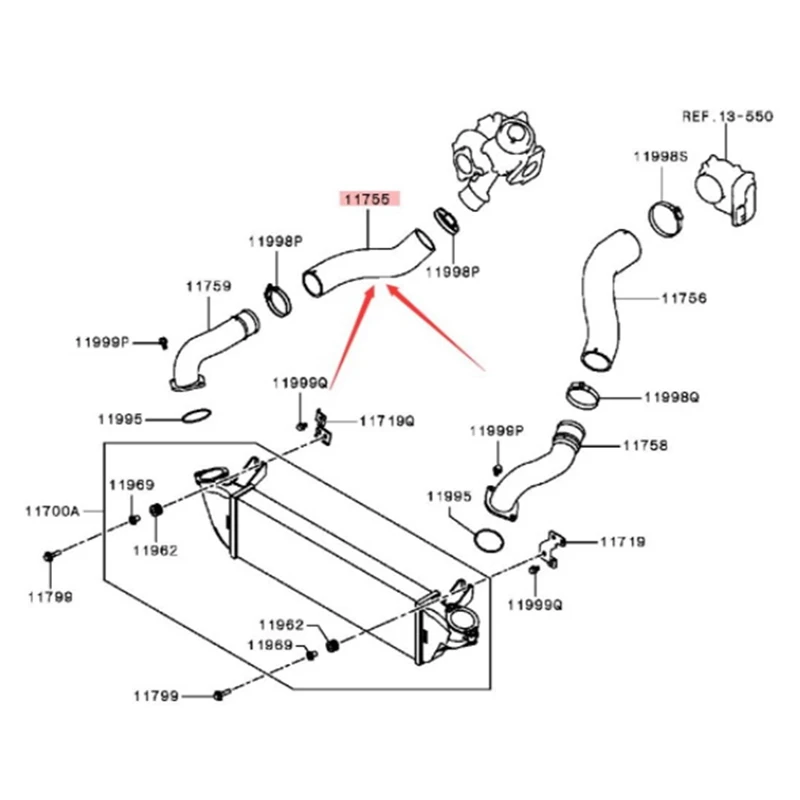 Intercooler Cooler Outlet Air Hose For Mitsubishi L200 Triton Part Number:1505A769