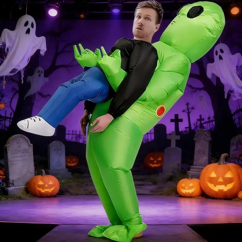 

Надувной костюм-обнимашка Призрака на Хэллоуин 2026: Зеленый Призрак-Инопланетянин, забавный реквизит для косплея и розыгрышей, для трансграничных вечеринок и маскарадов