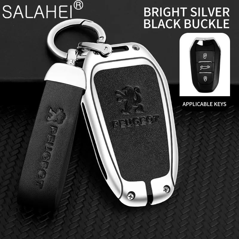

Zinc Alloy Leather Car Key Case Cover For Peugeot 2008 3008 5008 308 508 for Opel Grandland X Mokka Corsa Insignia Bag Accessory