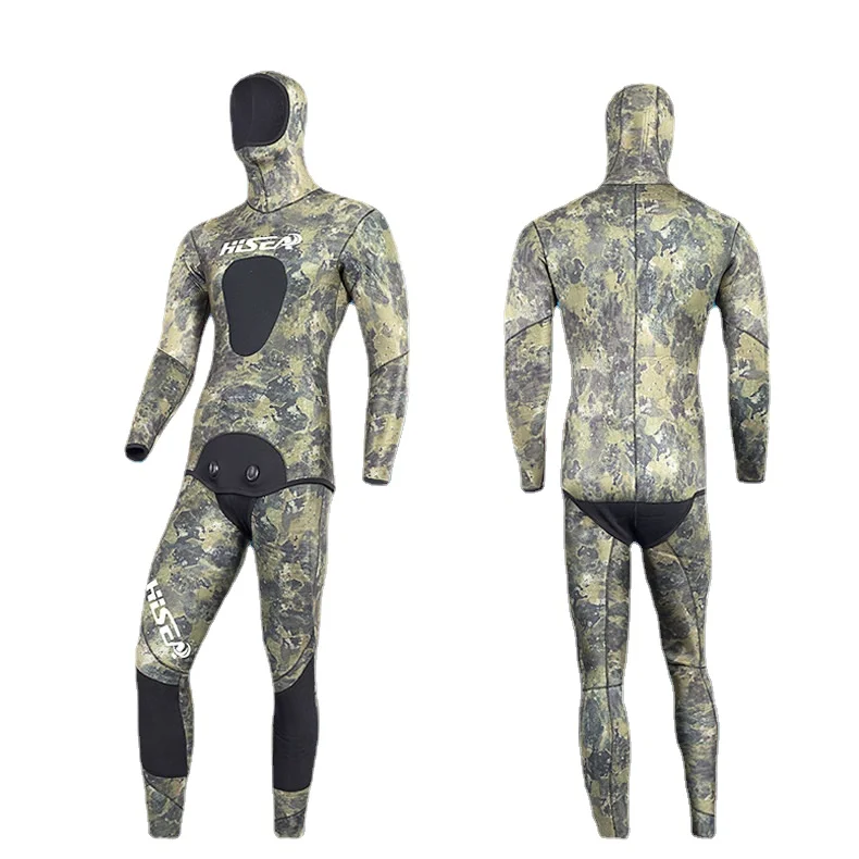 Hisea Seac 3.5mm Men Neoprene Diving Suit Split Wetsuit Fishing and Hunting Clothing Siamese CR Inside Material Smooth Skin