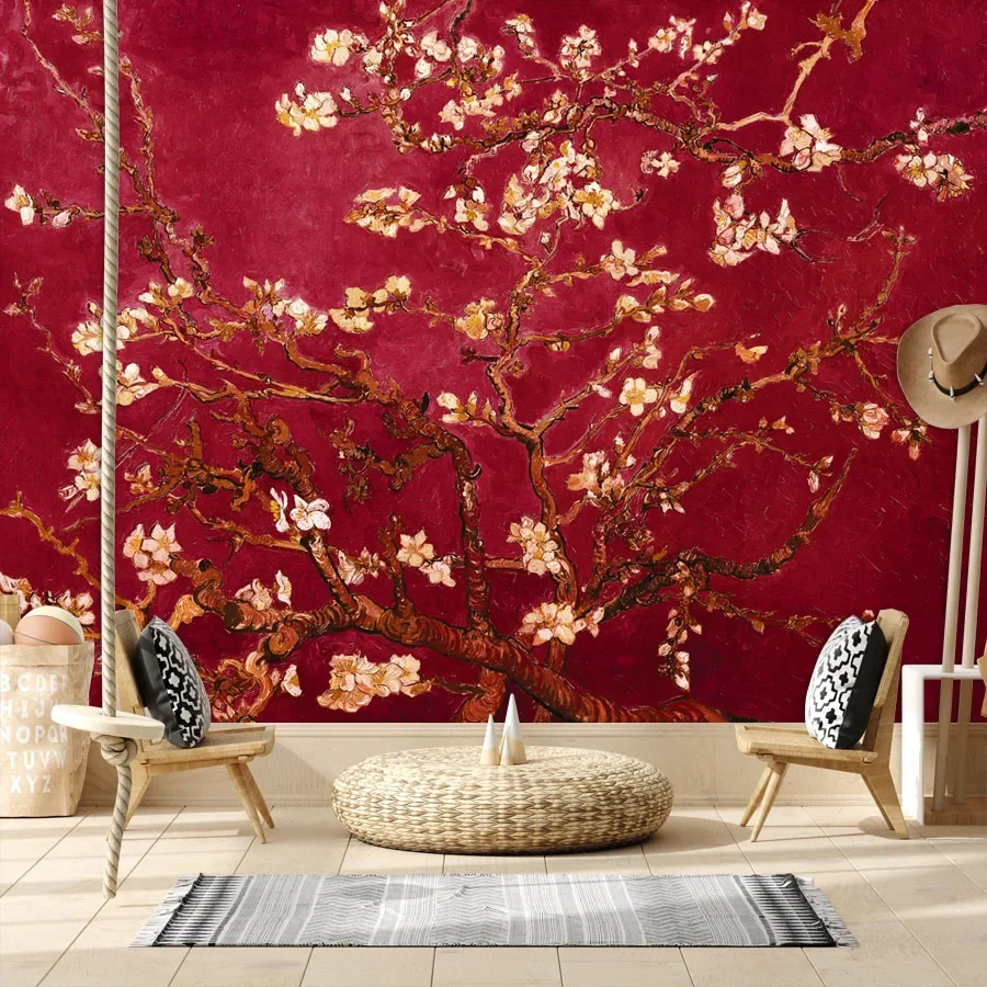 Contact Wall Papers Home Decor Art Peel and Stick Wallpaper for Bedroom Walls Living RoomVan Gogh Almond Blossom Print TV Mural