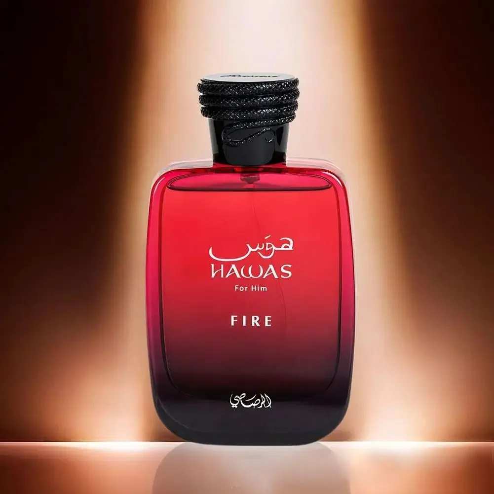 عطر Rasasi Hawas Fire Eau De للرجال 3.4 أونصة / 100 مل - كولونيا طازجة حارة تدوم طويلاً، هدية مثالية له