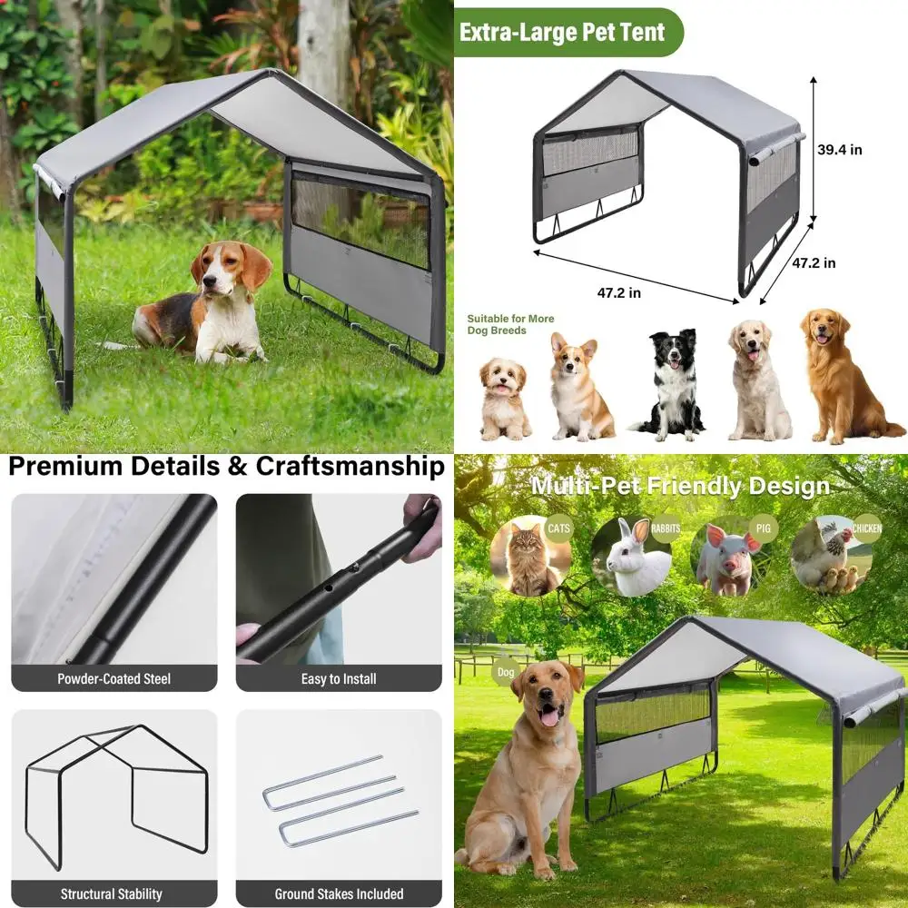 

Водонепроницаемый уличный тент-укрытие для собак, 120x120x90 см, с дышащей сеткой, всепогодный навес для средних и крупных питомцев