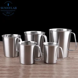 1pcs 500ml 700ml 1000ml 1500ml 2000ml Stainless Steel Lab Beaker Measuring Cups Graduated Liquid Metal Tools With Inner Scale