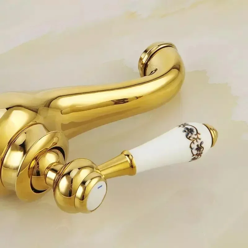 Bathroom Washbasin Gold Hot and Cold Faucet