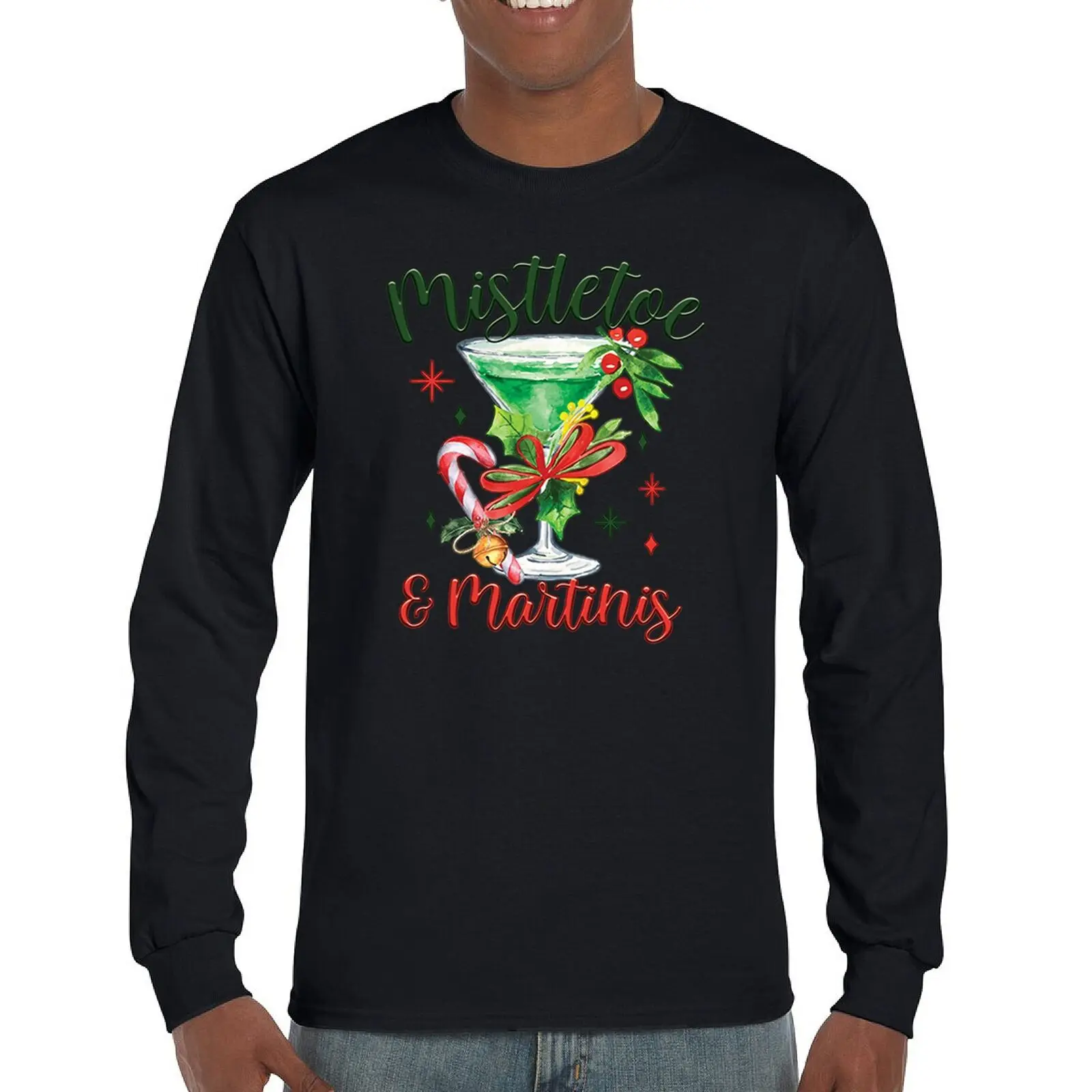 

Mistletoe and Martinis Long Sleeve T-shirt Funny Christmas Jolly Holiday Spirit